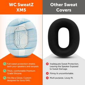 WC SweatZ XM5 fitted on Sony WH1000XM5 showing retained comfort and seal