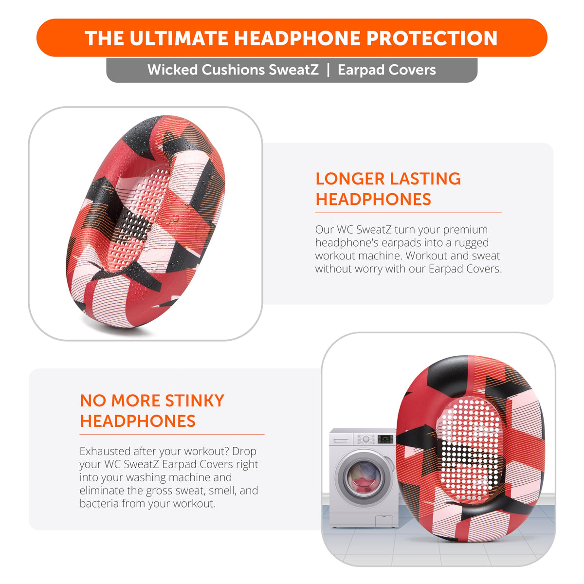 WC SweatZ XM5 rapid snap-on design allows quick fitting to Sony WH-1000XM5.