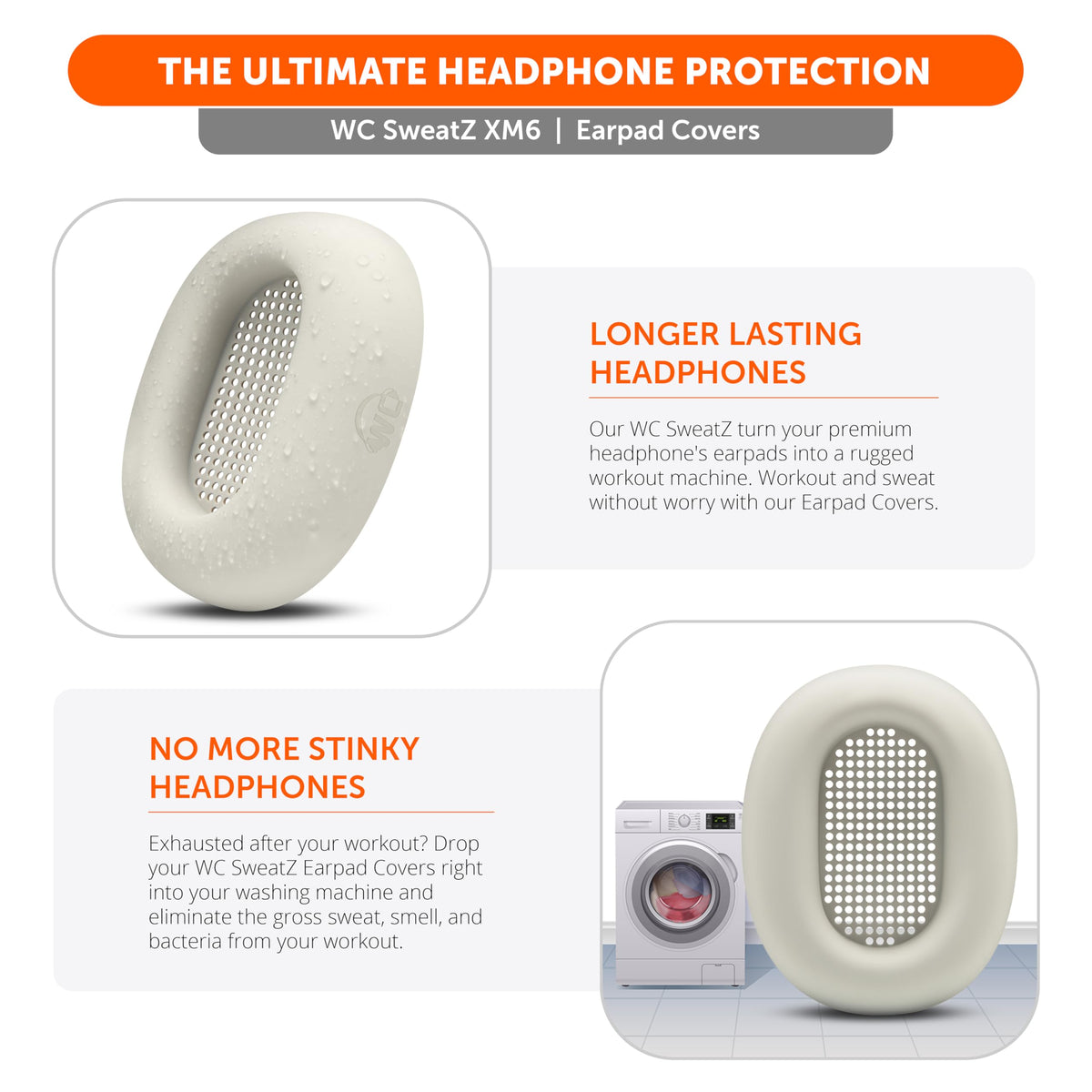 WC SweatZ XM6 easy slip-on application over existing earpads