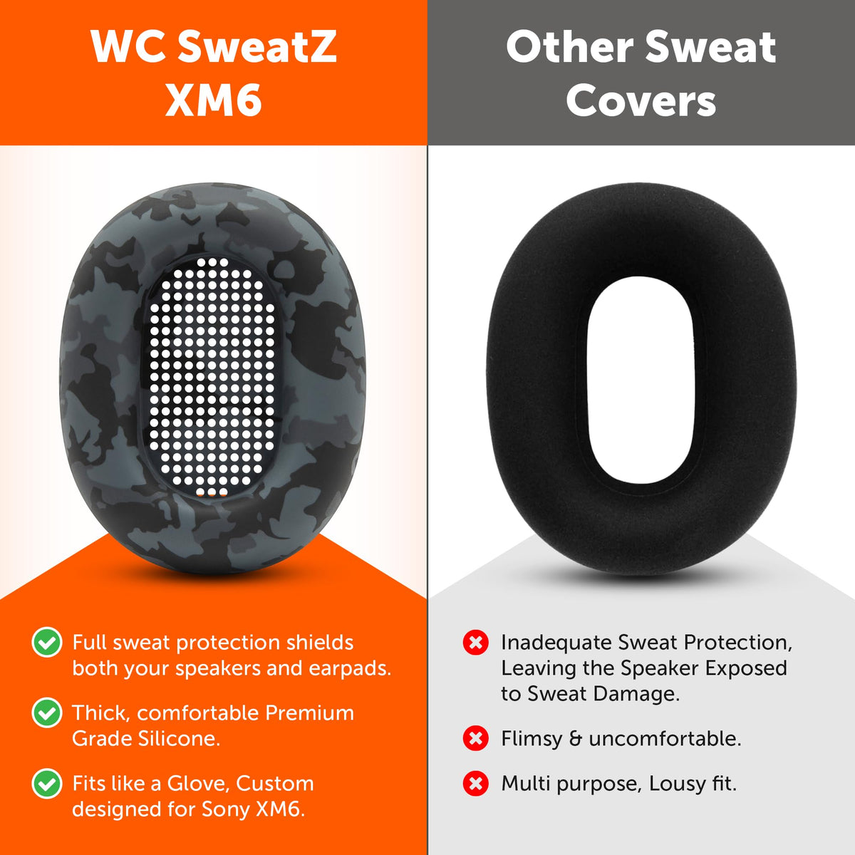WC SweatZ XM6 covers fully protect earpads and drivers during use