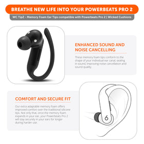 WC TipZ Powerbeats Pro 2 memory foam enhances noise isolation for focused listening.