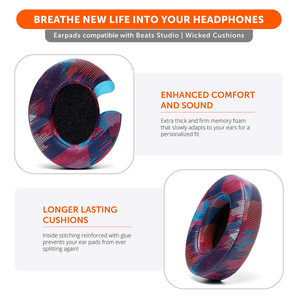 WC Wicked Cushions soft PU leather texture on Beats Studio ear pads