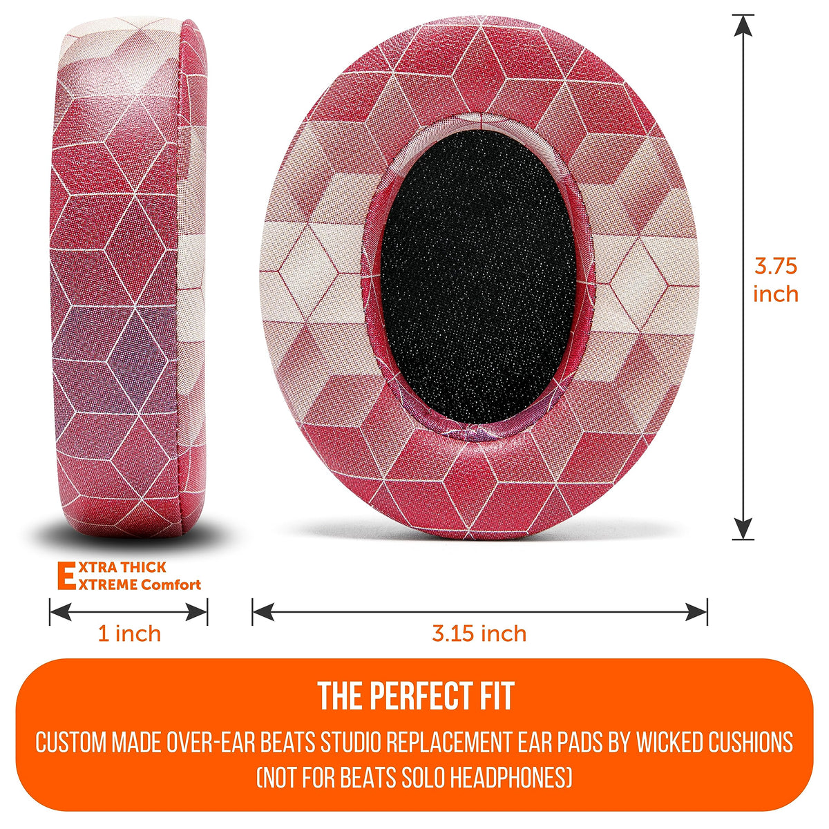 WC Wicked Cushions Beats Studio ear-pad adhesive area demonstrates secure bond