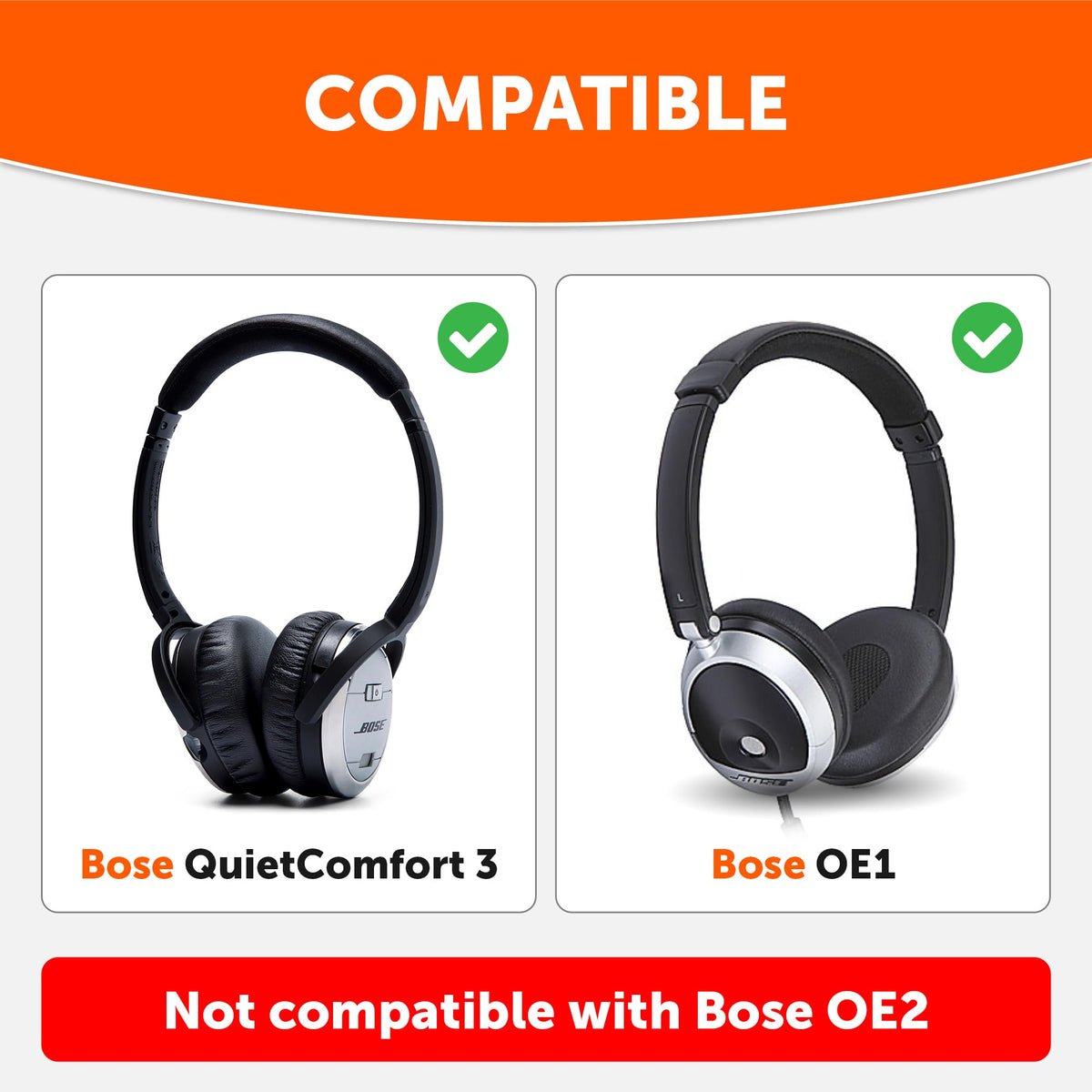 WC Wicked Cushions Bose QC3 ear pads side view showing improved fit and durability.