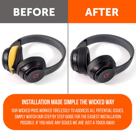 Reinforced stitching on WC Wicked Cushions ear pads for durability.