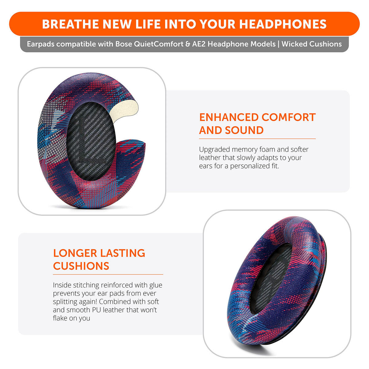 WC Wicked Cushions installed on Bose QC35 showing improved fit