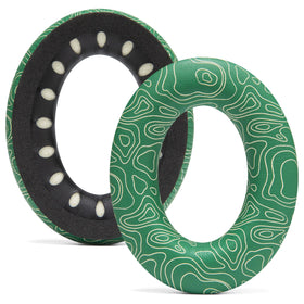 WC ear pads in travel bag lifestyle shot showing comfort on the go benefit