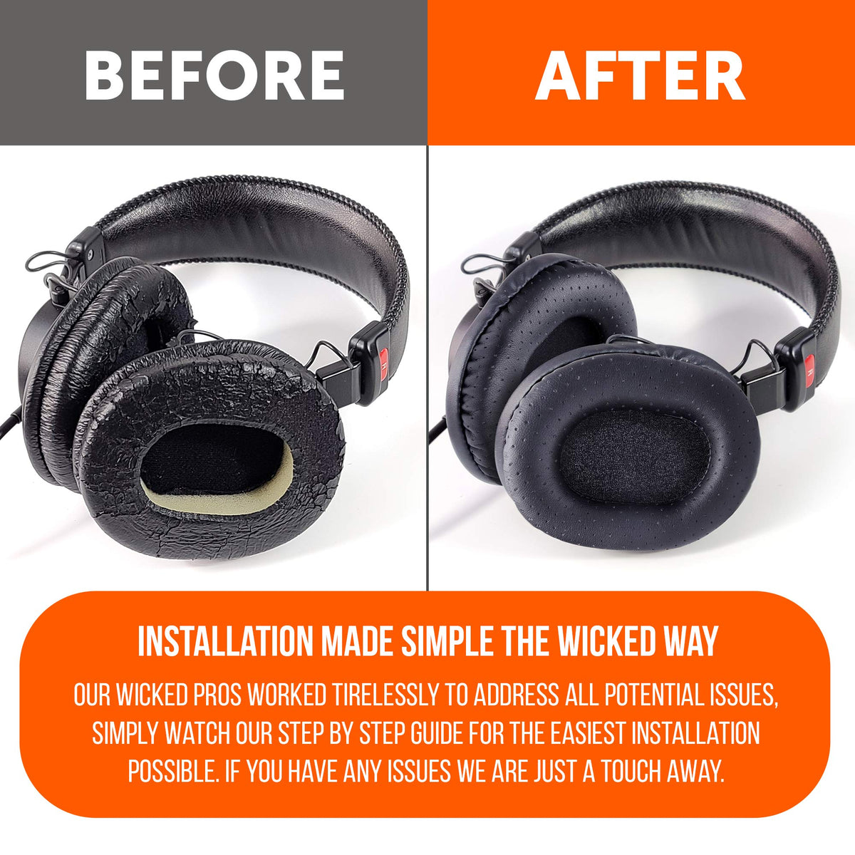 WC Wicked Cushions MDR-7506 earpad perforated leather for a modern look.
