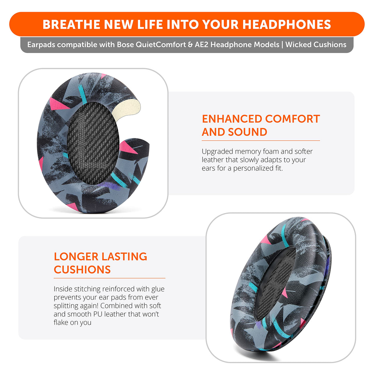 WC Wicked Cushions mounted on Bose QC35, restores fit and seal
