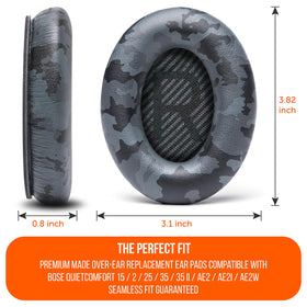 WC ear pad next to coin showing scale and precise fit for Bose models