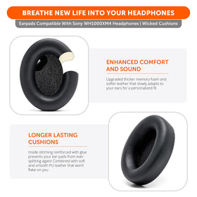 WC Wicked Cushions snug-fit for Sony WH1000XM4 ensures secure wear and comfort