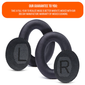 WC Wicked Cushions Bose QC35 installation guide image illustrates tool-free replacement.