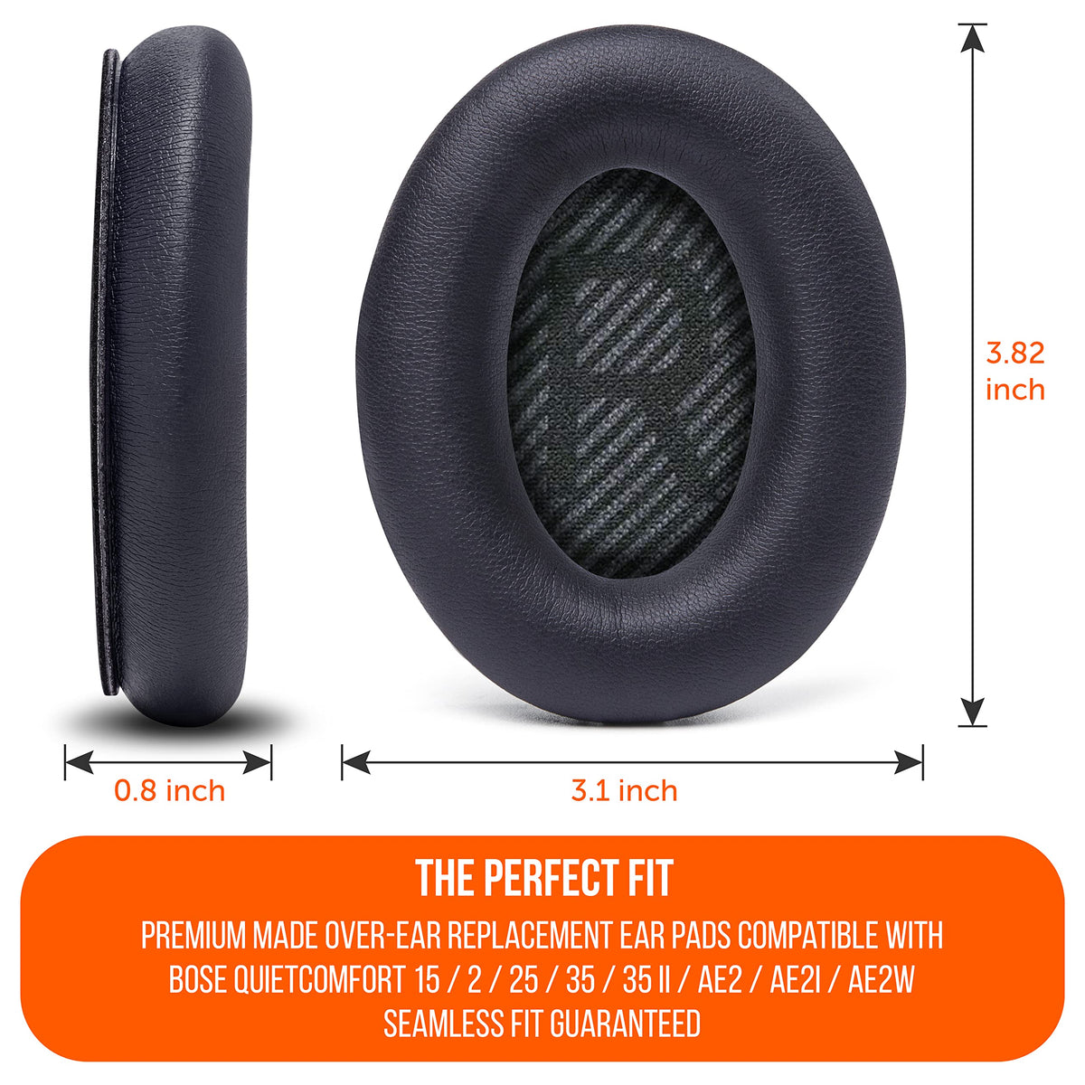 WC Wicked Cushions soft leather texture on Bose QC35 ear pads for daily listening comfort.