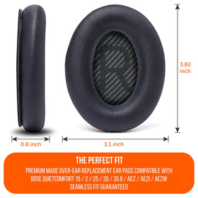 WC Wicked Cushions soft leather texture on Bose QC35 ear pads for daily listening comfort.