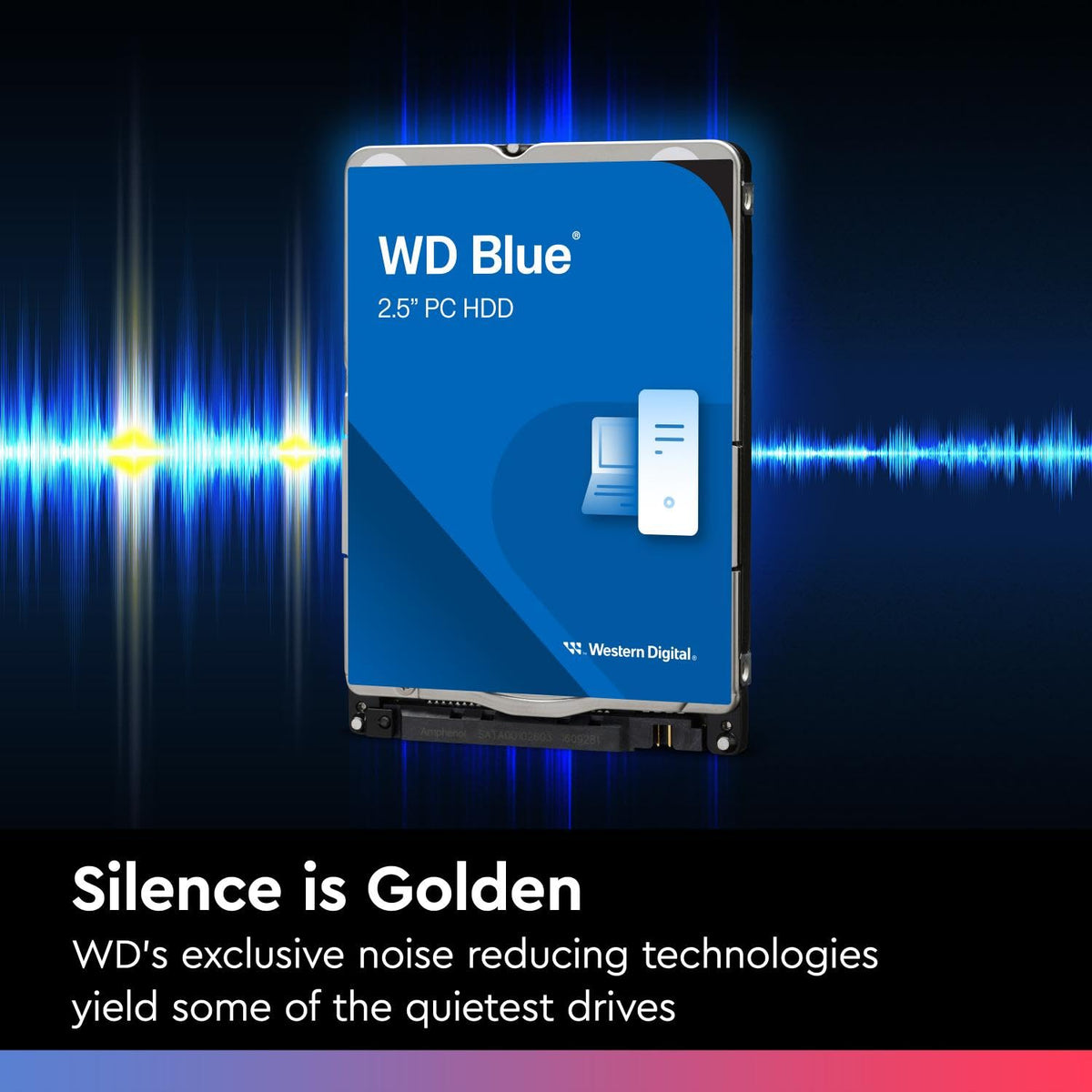WD Blue 1TB mobile hard drive 5400rpm close-up suggests smooth data flow.