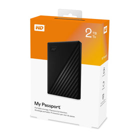 Renewed WD My Passport in black packaging showing renewal status