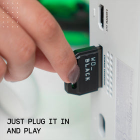WD_BLACK C50 expansion card shown beside Xbox Series X, illustrating compatibility.