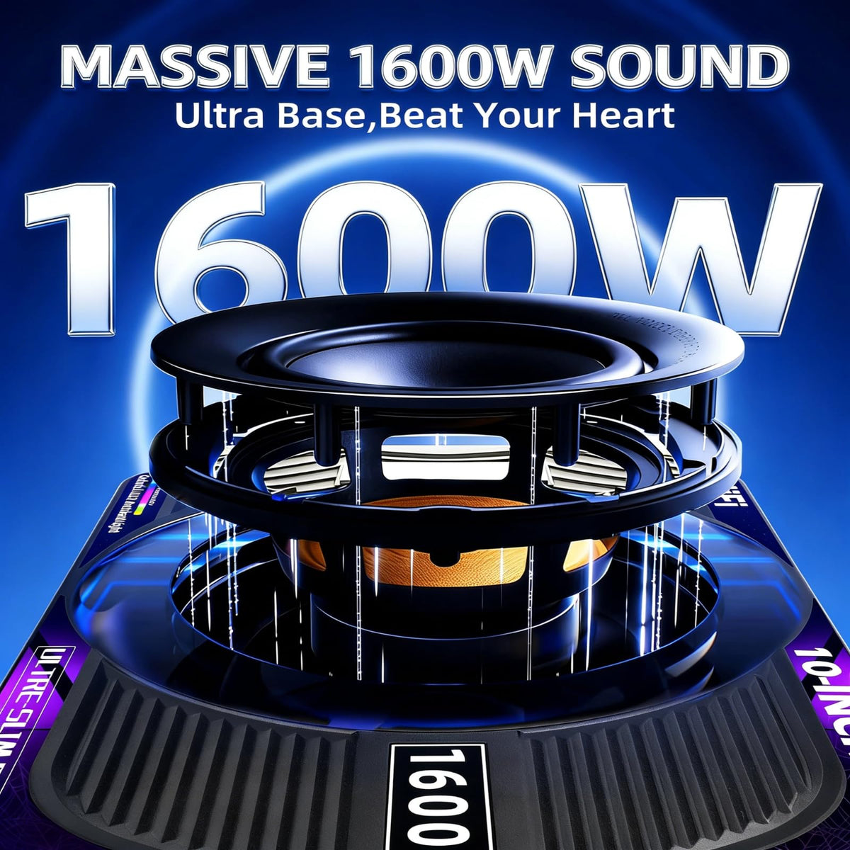 WDiYA slim 10 inch under-seat design saves space while boosting sound clarity