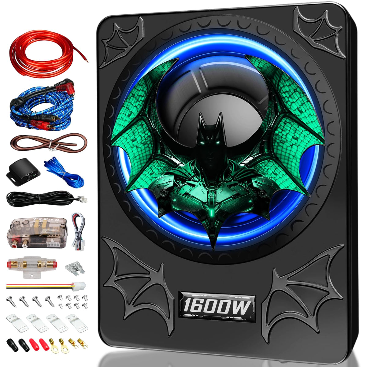 WDiYA 1600W car subwoofer with built-in amplifier mounted under seat for space-saving power