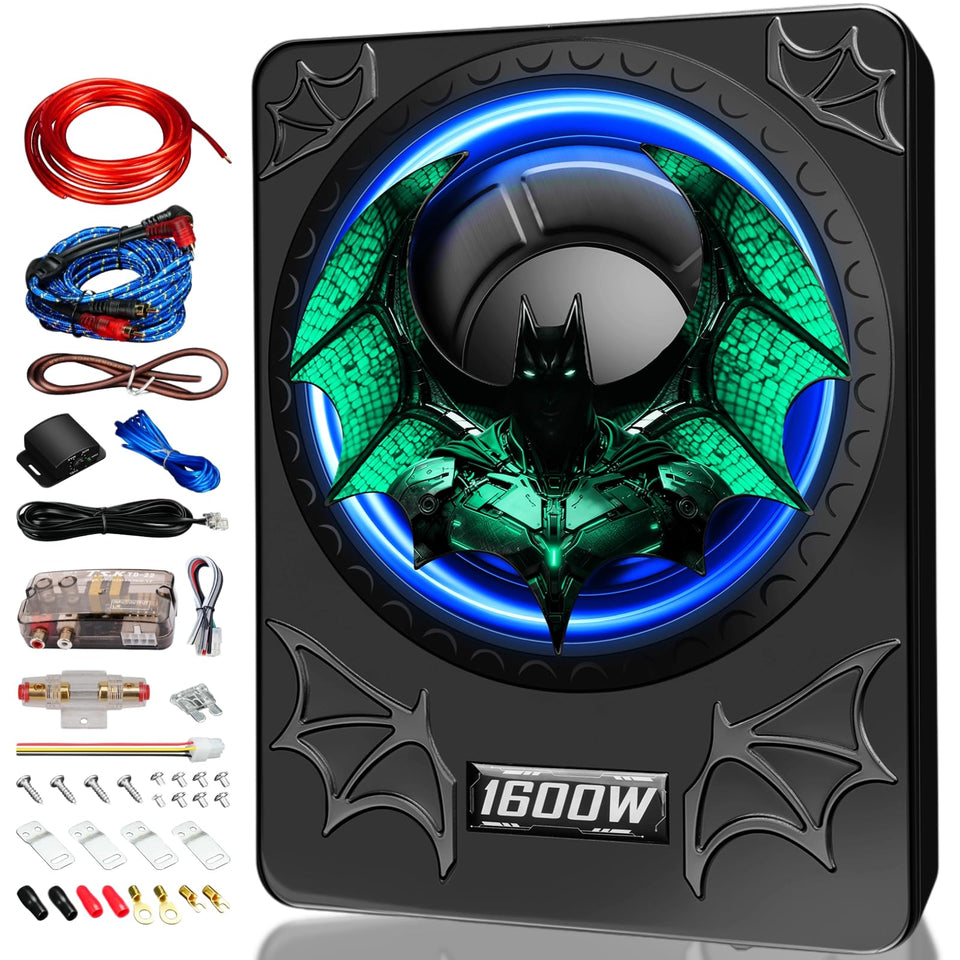 WDiYA 1600W car subwoofer with built-in amplifier mounted under seat for space-saving power