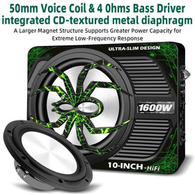 WDiYA subwoofer with integrated amplifier simplifies installation by removing external power needs.