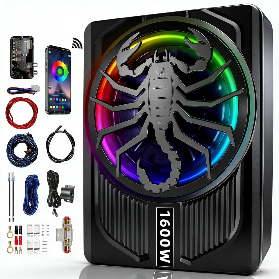 WDiYA Upgrade1600W under-seat subwoofer compact footprint delivering powerful bass.