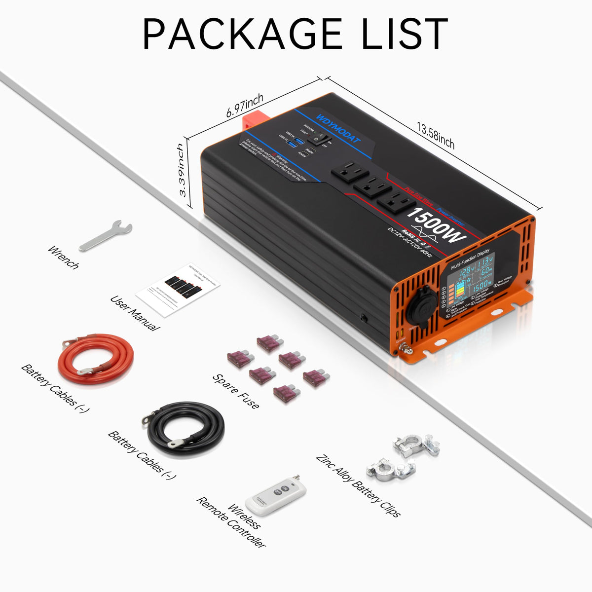 WDYMODAT compact vehicle inverter ideal for vans, trucks or RVs