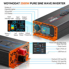 WDYMODAT 2500W AC outlets arranged for convenient kitchen or cabin appliance use.