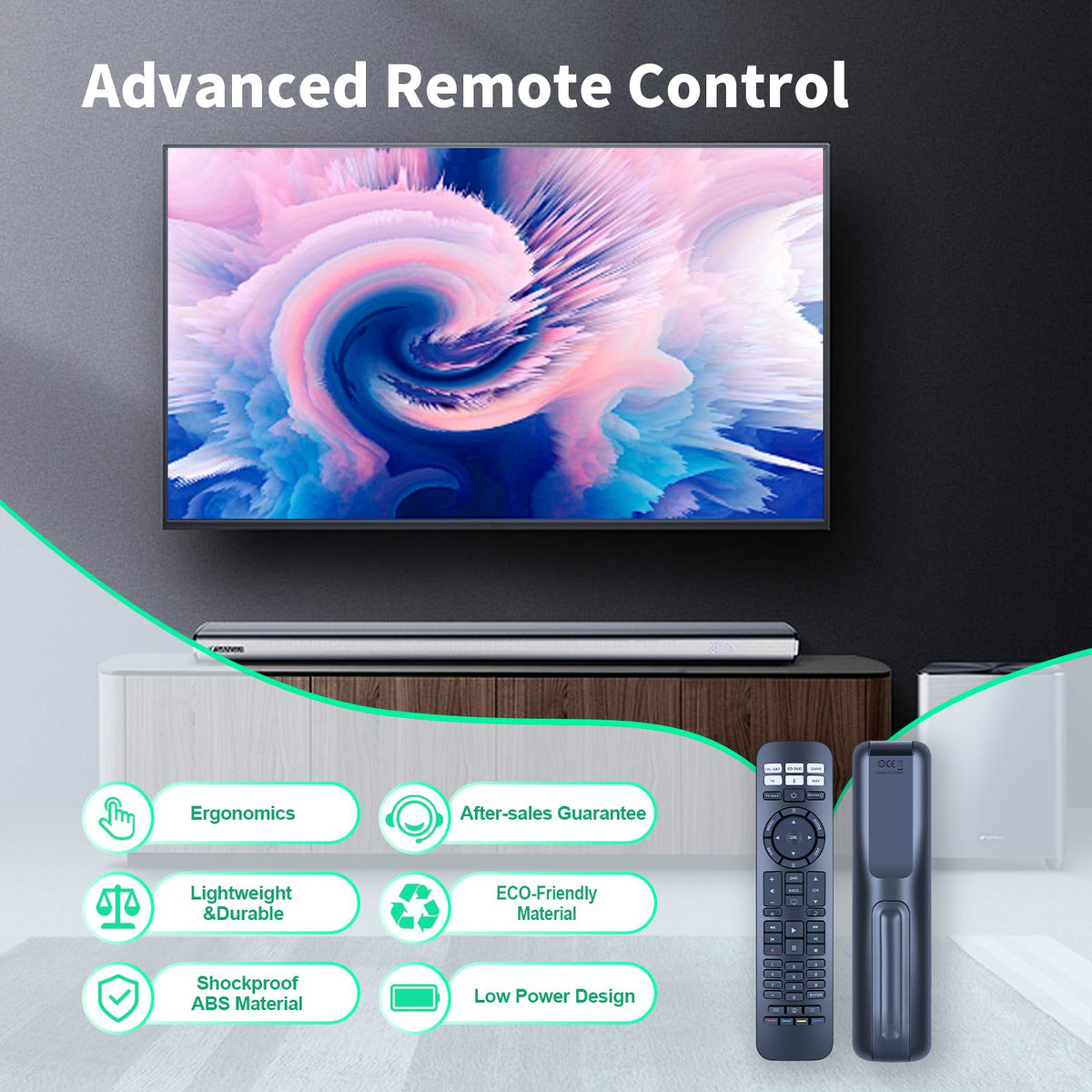 WDZP remote close-up of buttons for simple navigation and volume control