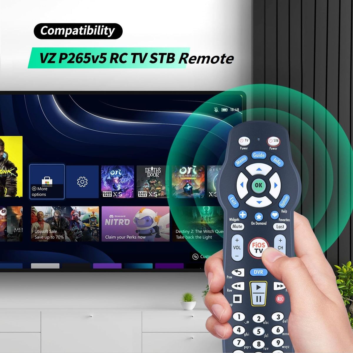 WDZP FiOS remote buttons close-up for intuitive control.
