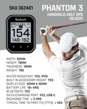 Bushnell Phantom 3 Slope shows front, center, and back distances clearly.
