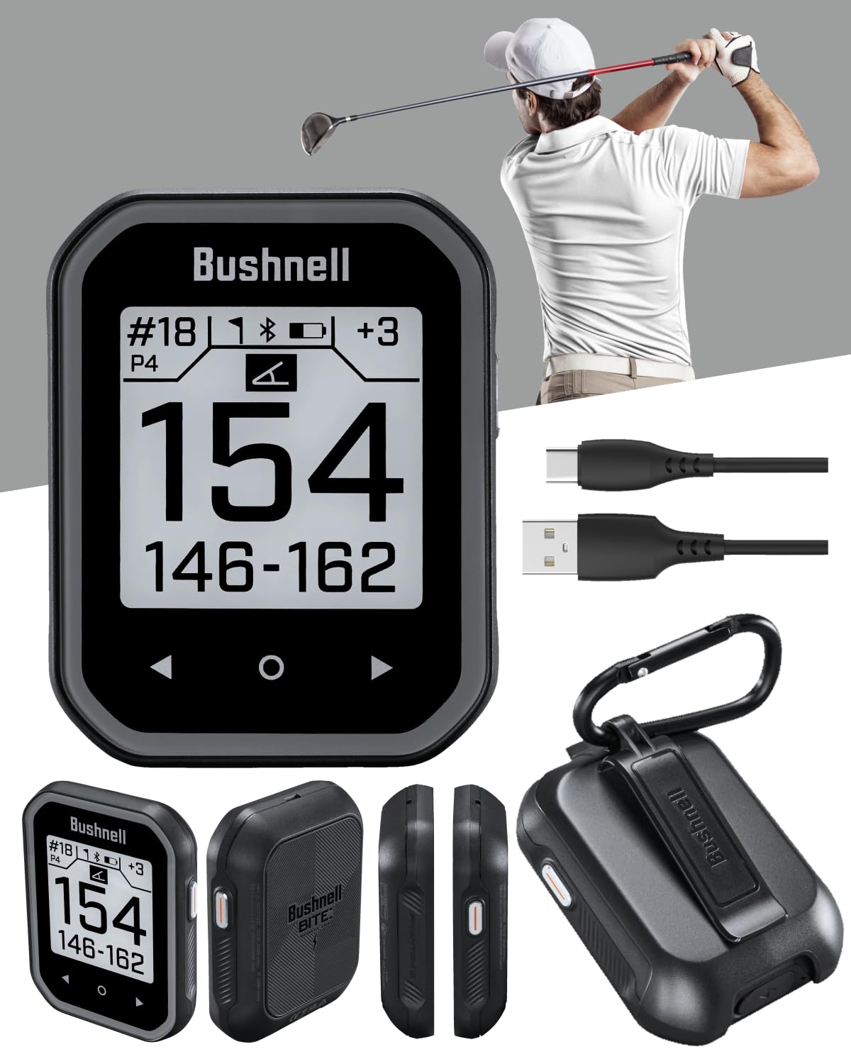 Magnetic cart mount on the Bushnell Phantom 3 Slope for hands-free use.
