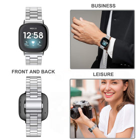 Wearlizer Sense 2 metal band with dual folding clasp for secure wear.