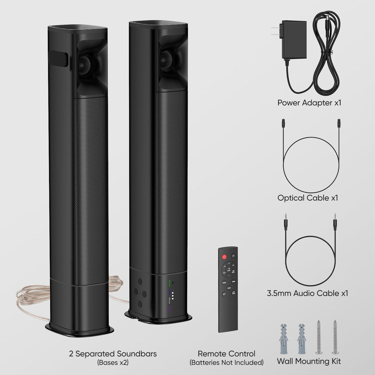 WebsLand Sound Bar Bluetooth pairing enables wireless listening from devices.
