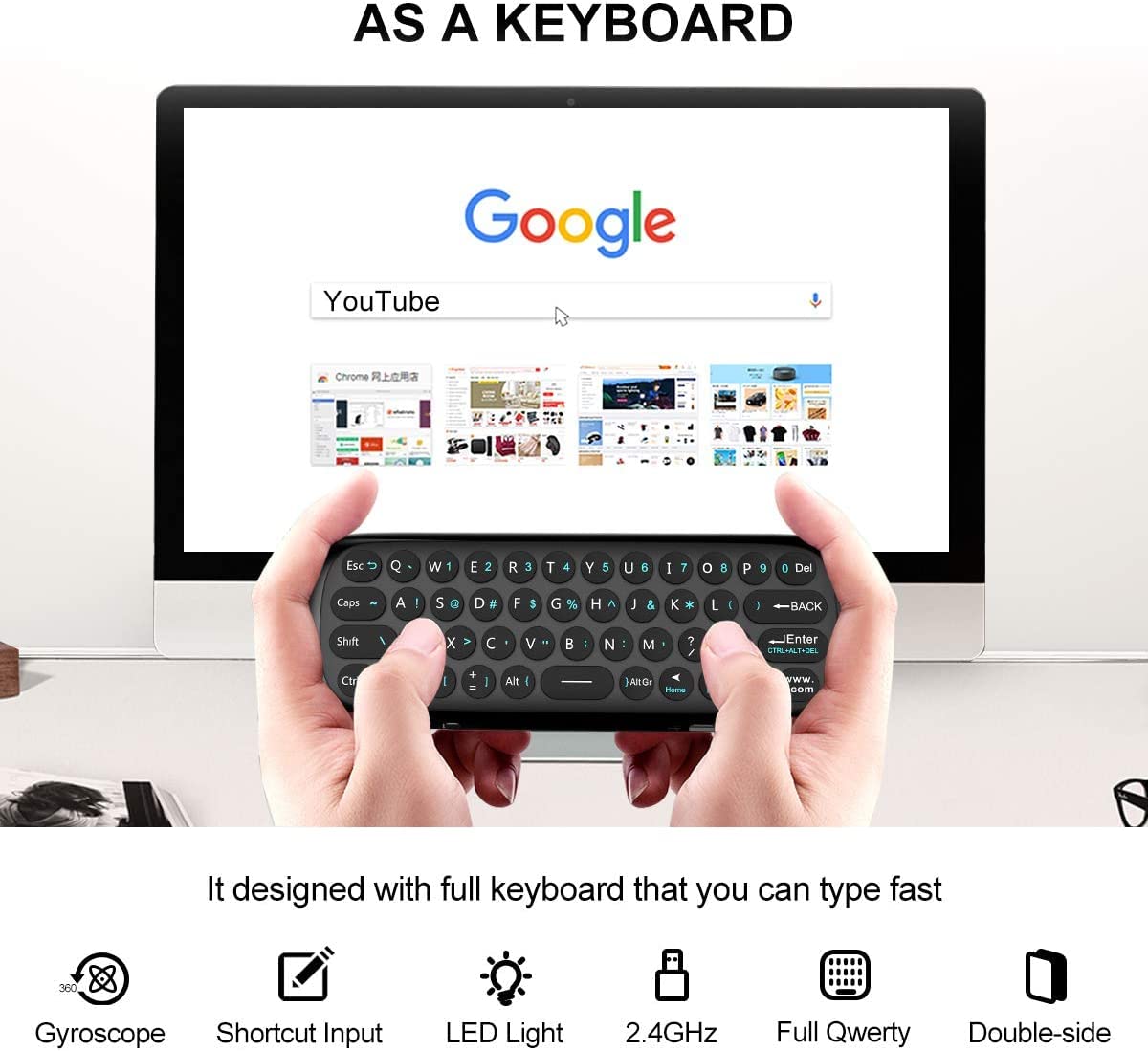WeChip W1 angled view with integrated keyboard for fast typing