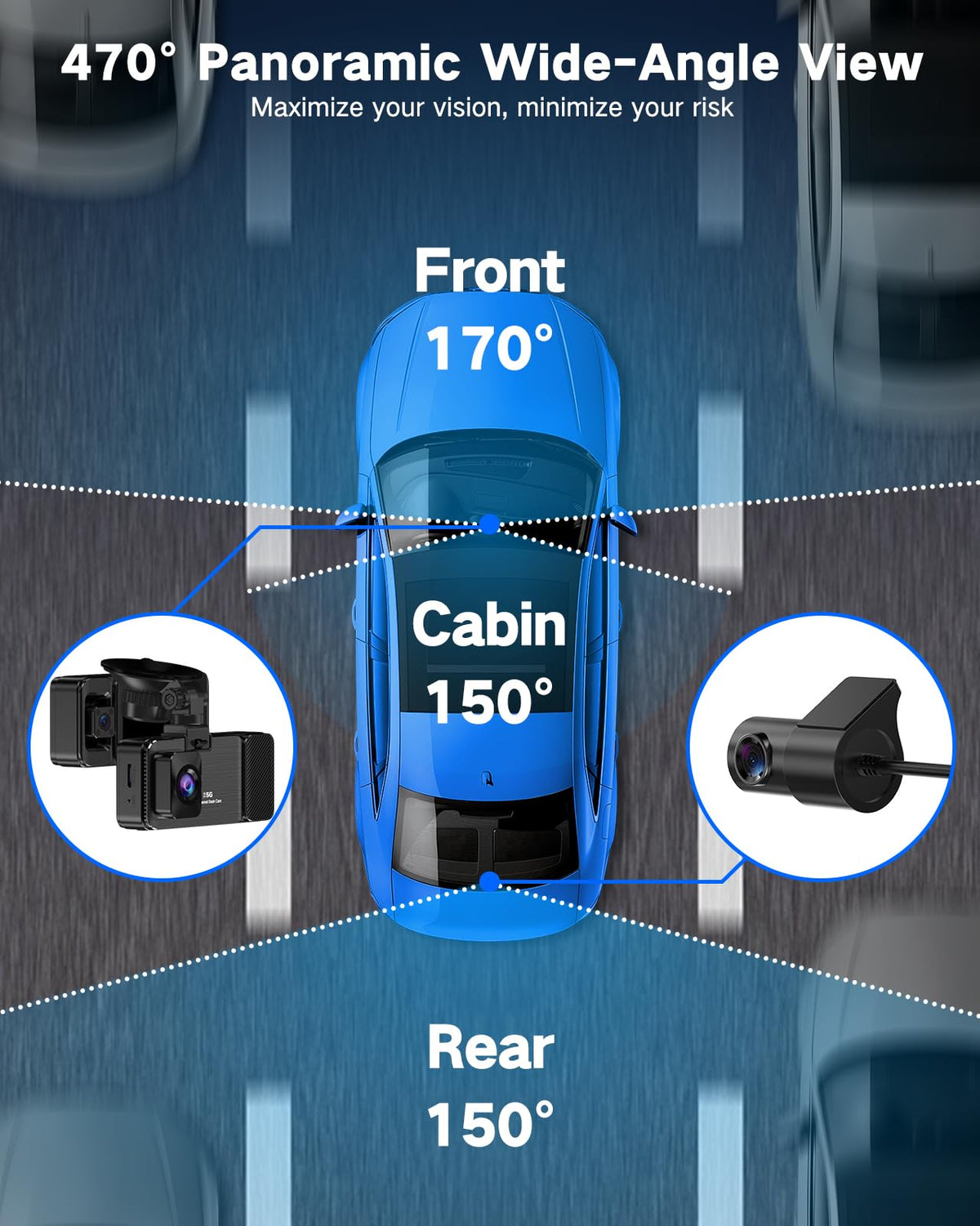 WECOOL rear dashcam captures traffic behind the vehicle in crisp 1080p