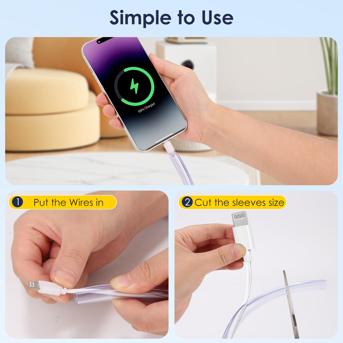 WEDAWN cable sleeve holding multiple cords neatly and securely