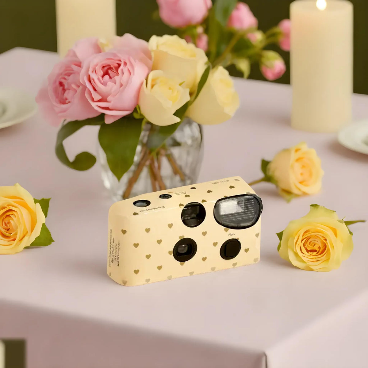 Weddingstar disposable camera showing a chic paper wrapper design for décor match.