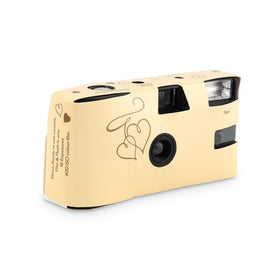 Weddingstar disposable camera with flash in gold Enchanted Hearts captures candid wedding moments