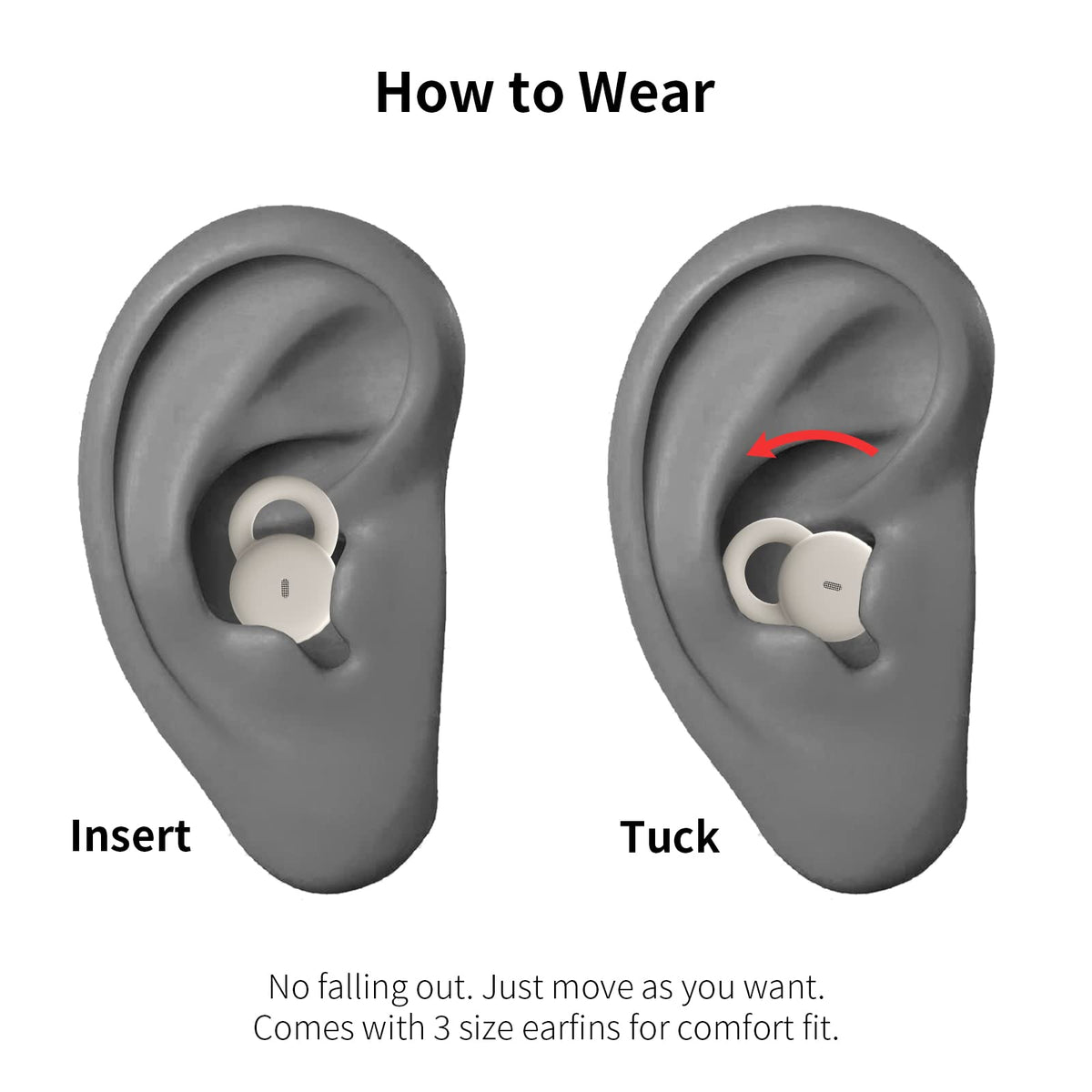 wedoking no lights night use image showing dark ear canal fit that prevents sleep disturbances