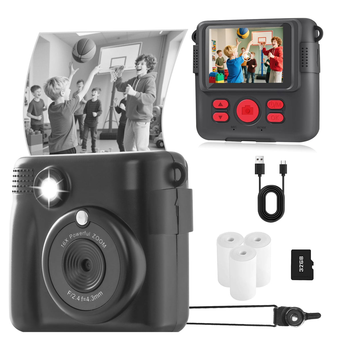 WEEFUN Kids Camera front view shows a compact, kid-friendly design for small hands.