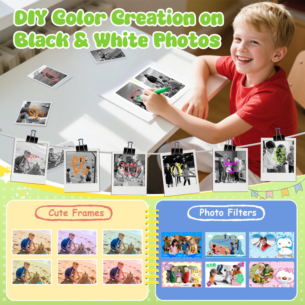 WEEFUN thermal printing uses inkless paper for mess-free photos.