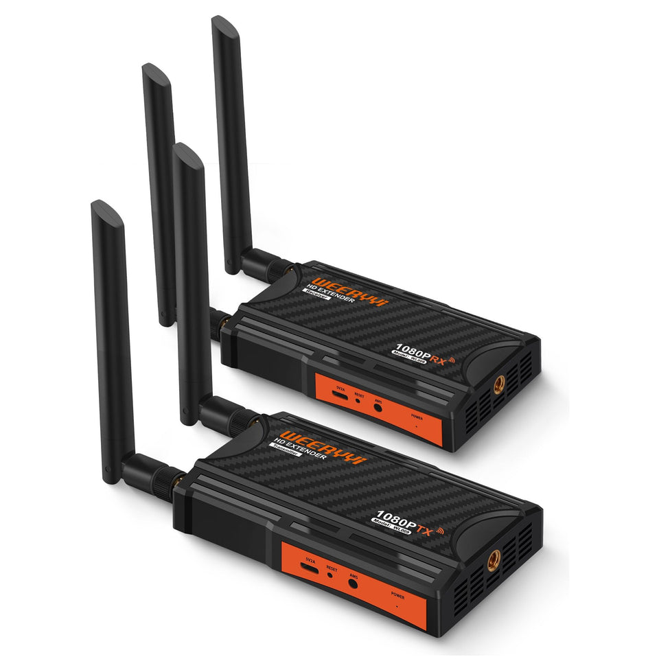 Weeryyi wireless HDMI setup showing quick plug-and-play connection for displays.