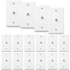 Weewooday 1-port wall plate with blue F connector for clean cable organization.