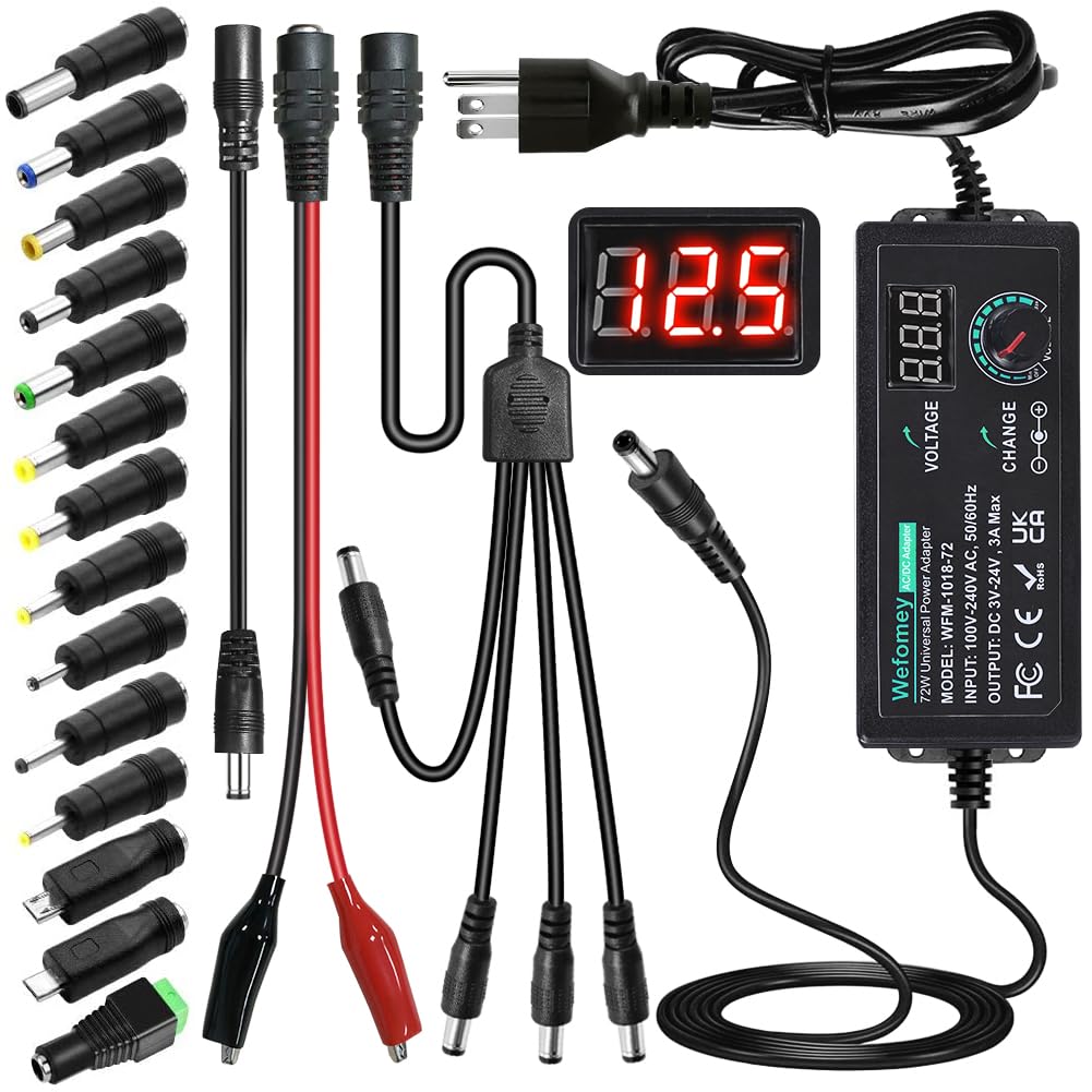Wefomey universal power supply with 14 tips for versatile device compatibility