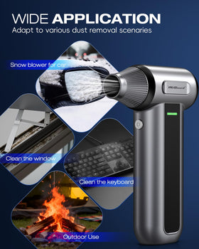 WeGuard cleaning keyboard with focused nozzle removing crumbs and debris