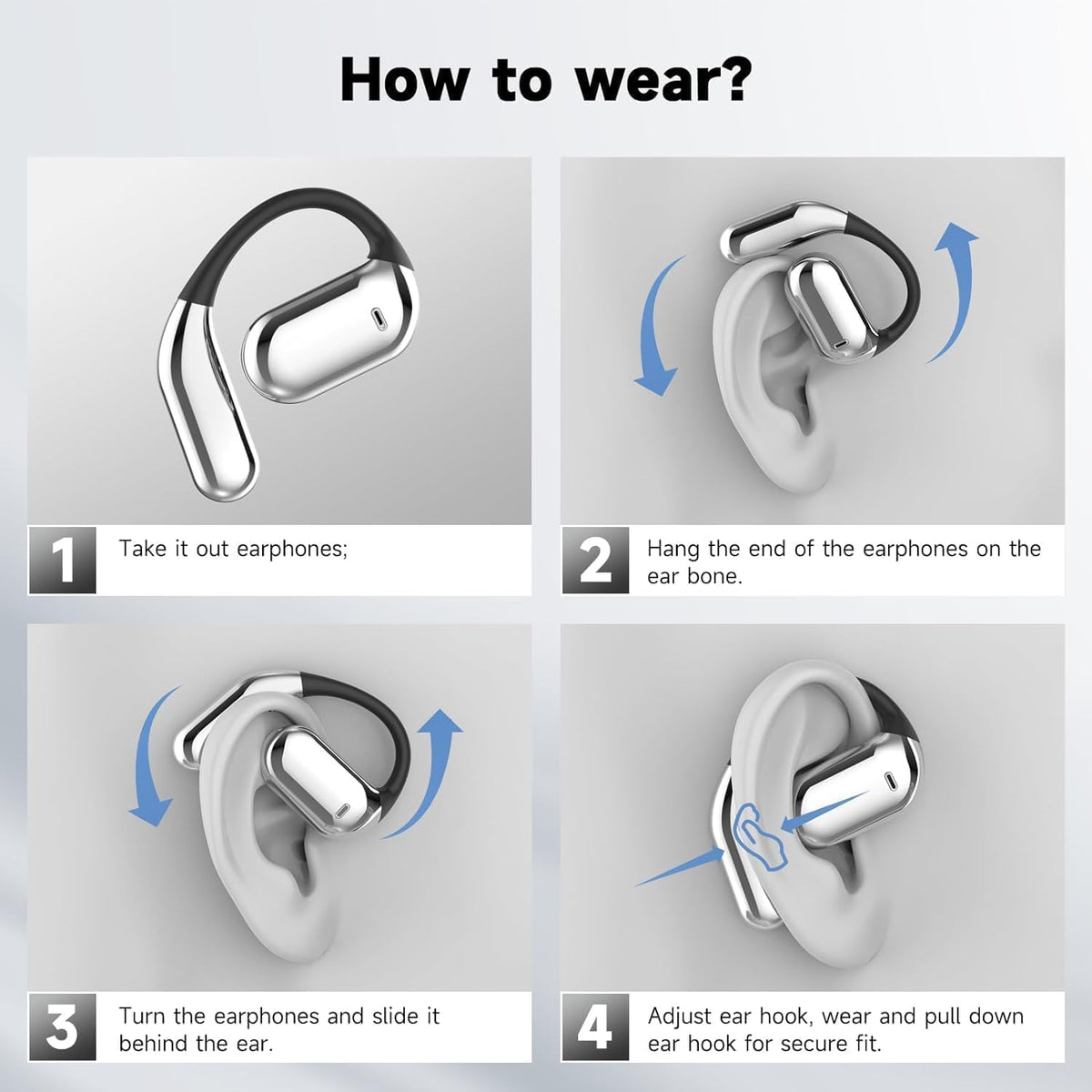 WEIBEIQI ear-hooks ergonomic fit keeps earbuds secure during runs.