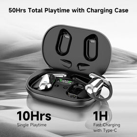 WEIBEIQI Open-Ear Buds with secure earhooks provide a stable fit during active workouts.