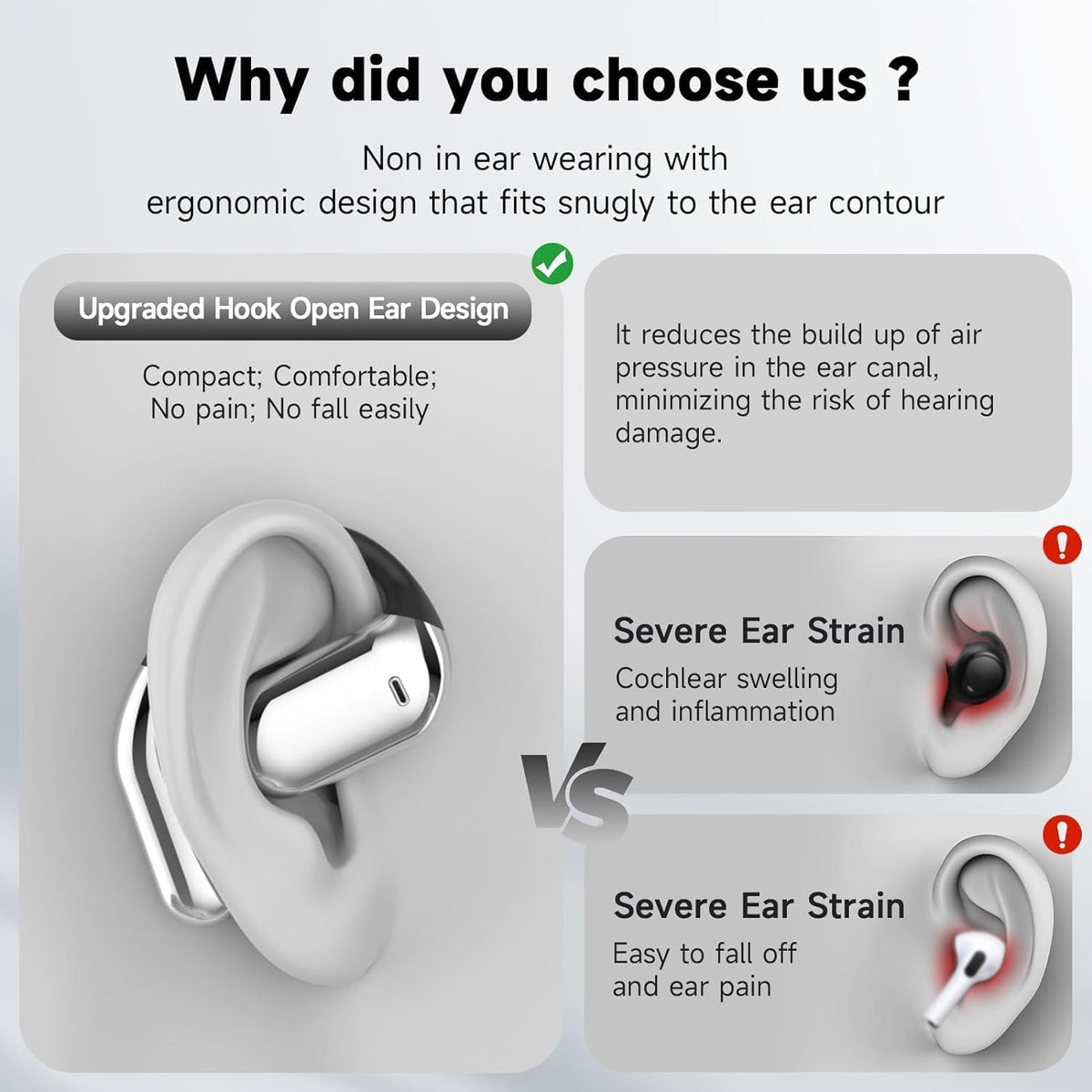 WEIBEIQI Open-Ear Buds quick charge in minutes for extended playtime.