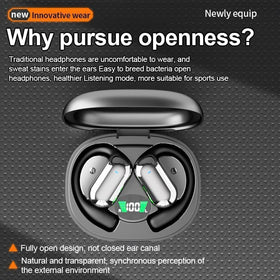 WEIBEIQI open ear headphones charging case with LED indicators and 40 hour playtime